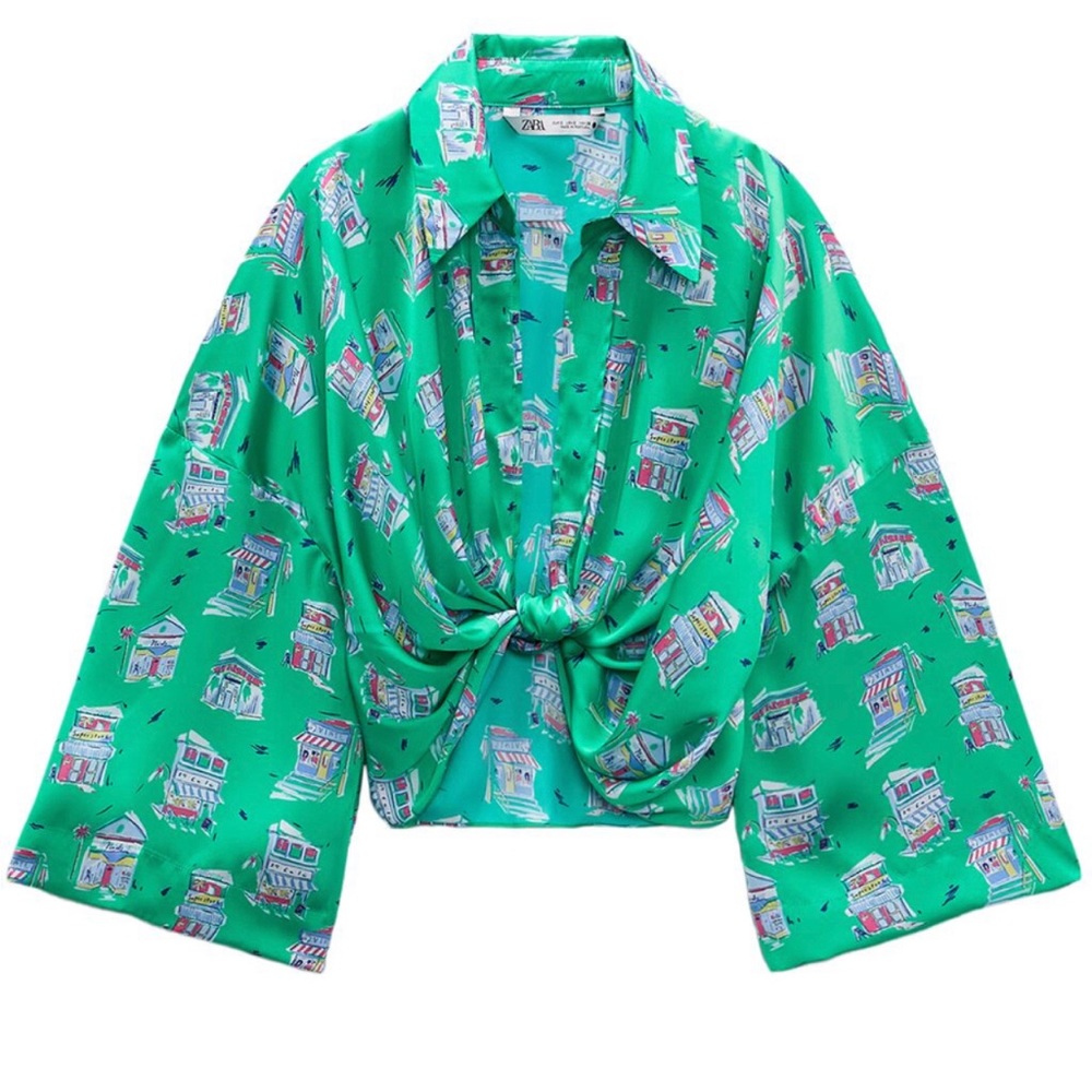 Zara Knotted Printed Shirt
